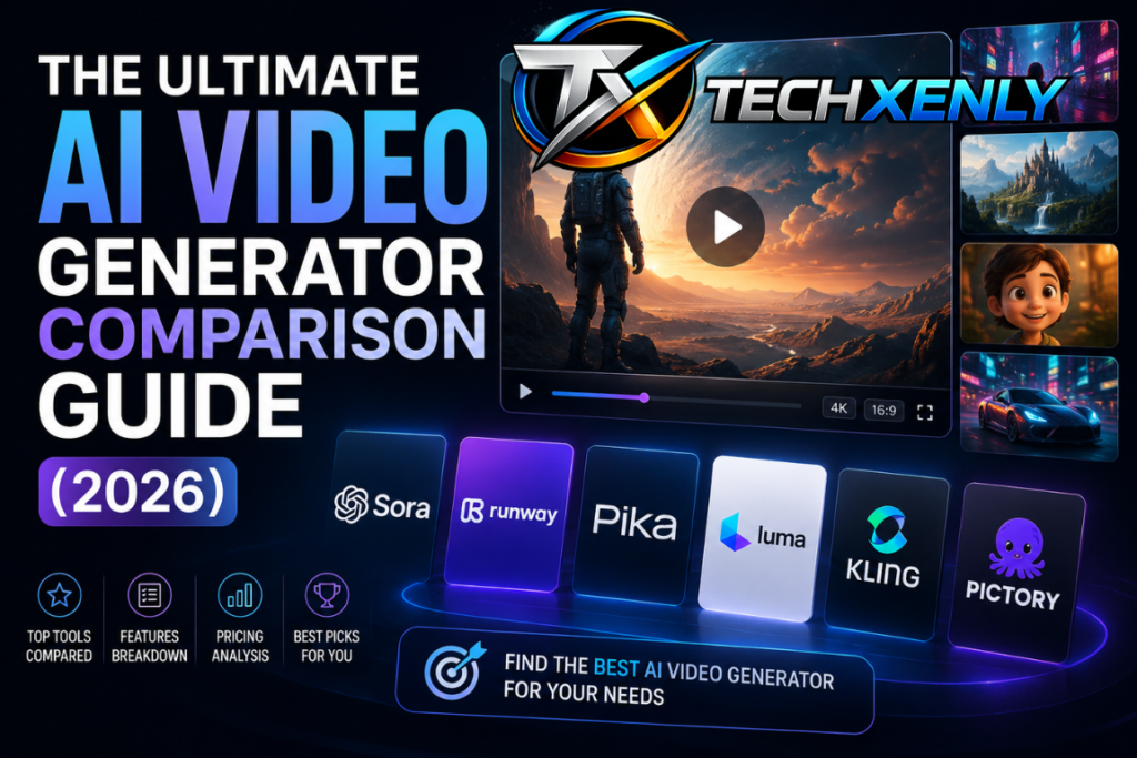 The Ultimate AI Video Generator Comparison Guide 2026 featuring top AI video creation tools, platform comparisons, features, pricing, and performance insights.