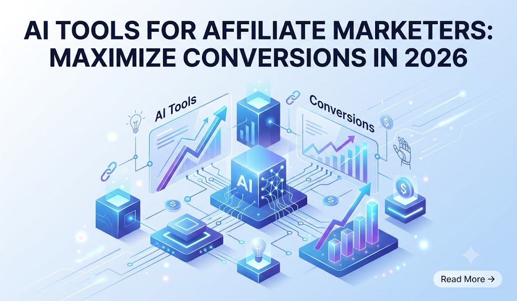 A digital marketer using AI tools for affiliate marketing on a multi-monitor setup.